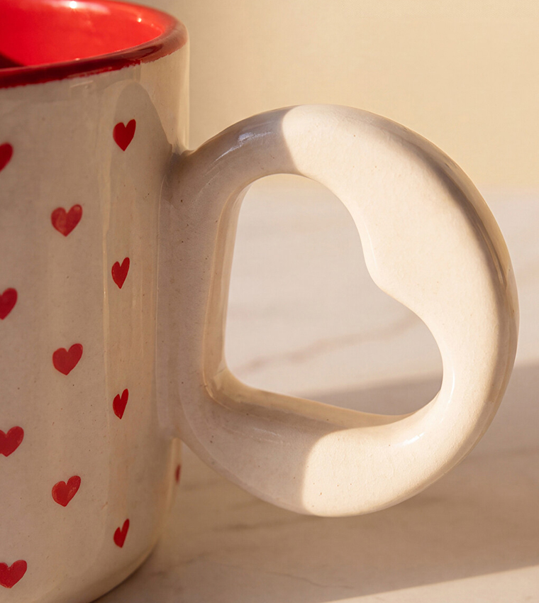 Heart Patterned Ceramic Mug, 270ml