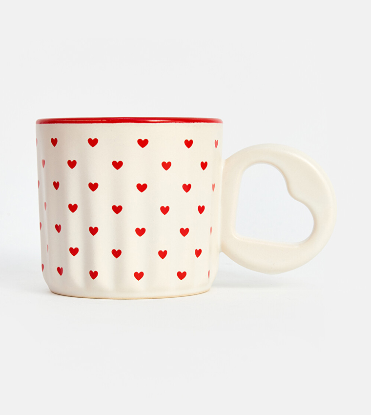 Heart Patterned Ceramic Mug, 270ml