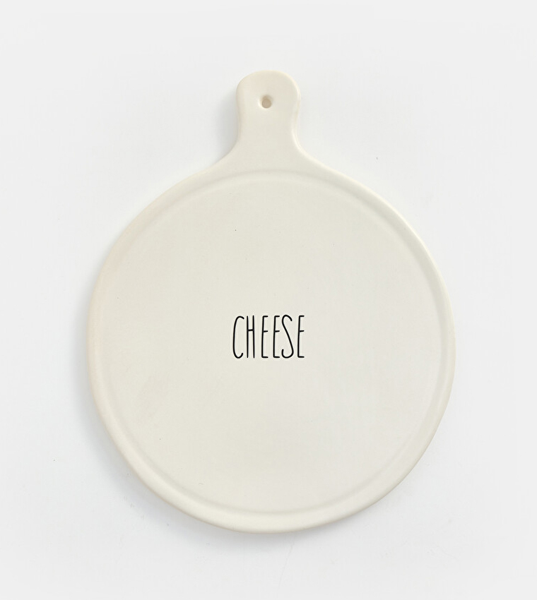 Typography Printed Handled Ceramic Serving Platter