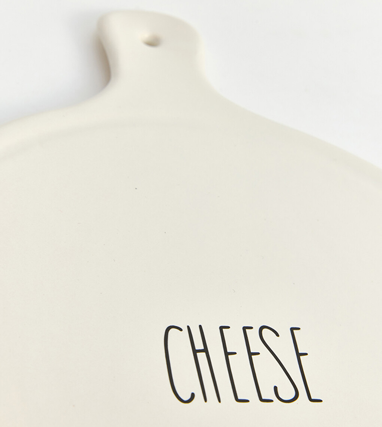 Typography Printed Handled Ceramic Serving Platter