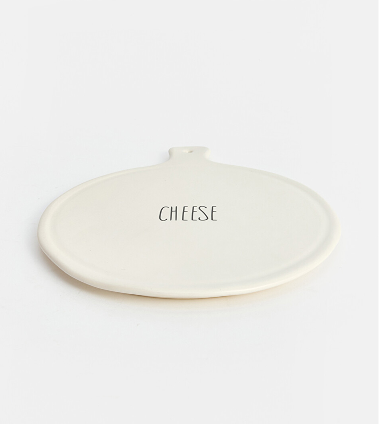 Typography Printed Handled Ceramic Serving Platter