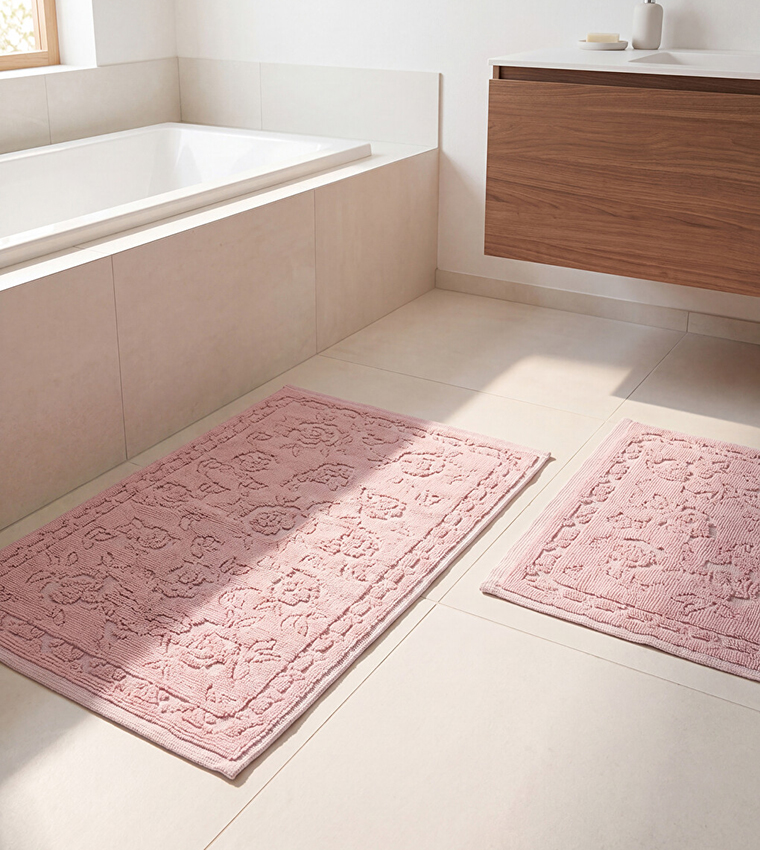 2-Pack Floral Patterned Bath Mat Set