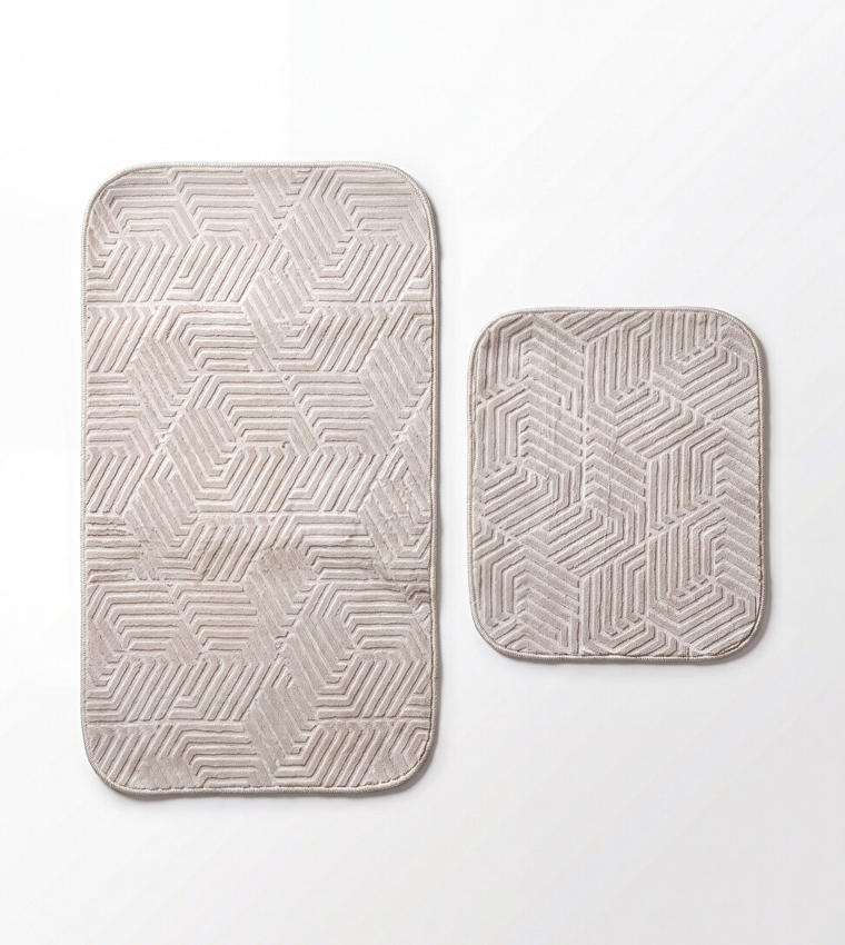 2-Pack Geometric Patterned Bath Mat Set