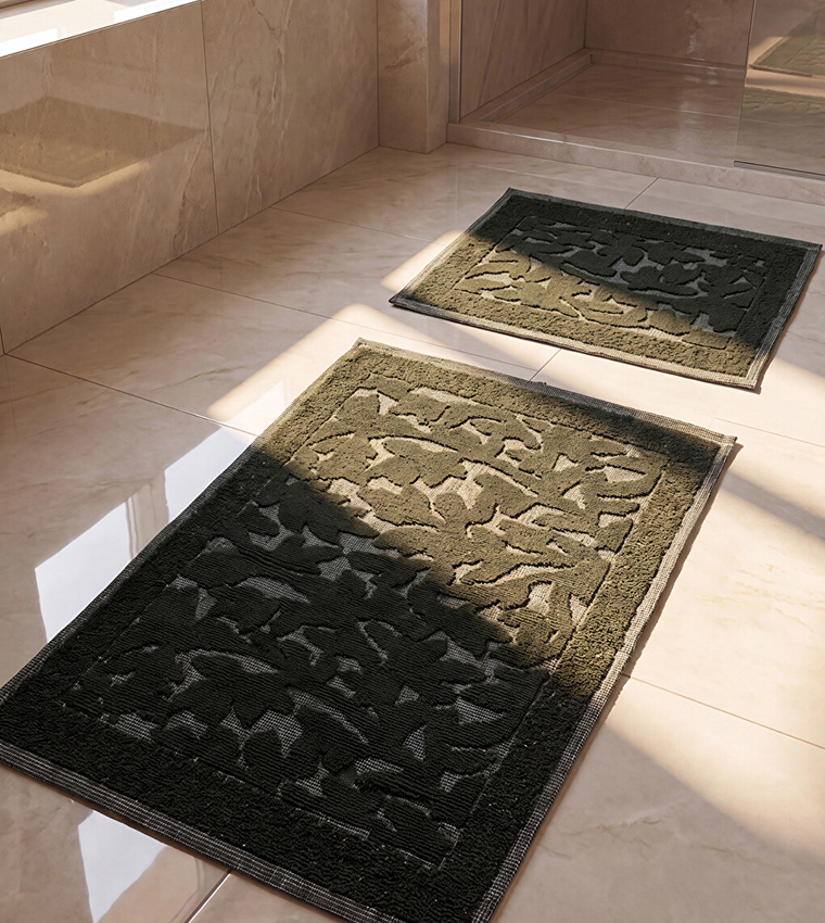 2-Pack Leaf Patterned Bath Mat Set