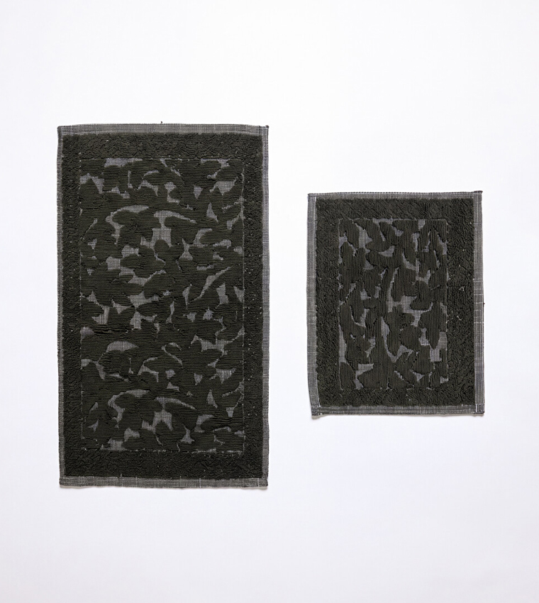 2-Pack Leaf Patterned Bath Mat Set