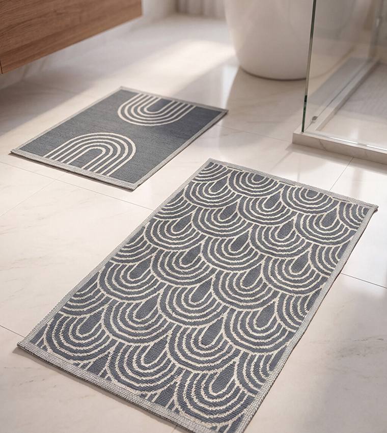2-Pack Geometric Patterned Bath Mat Set
