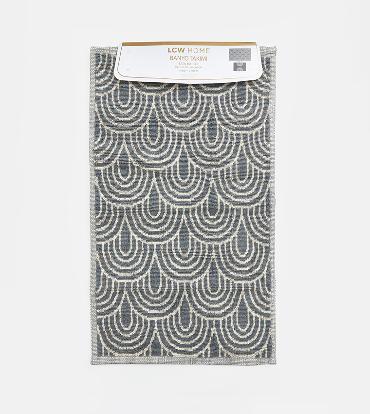 2-Pack Geometric Patterned Bath Mat Set
