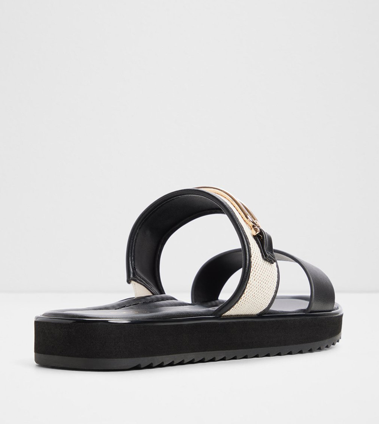 LAGOON Color Block Double Strap Flat Sandals