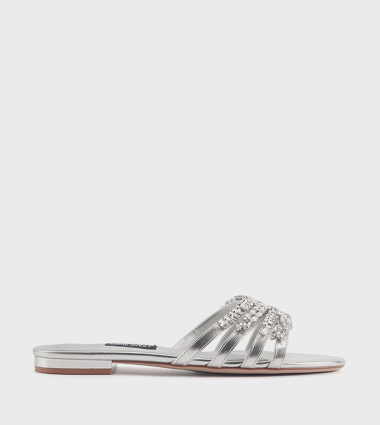 Nine West  Flat Sandals - Silver Flat Sandals