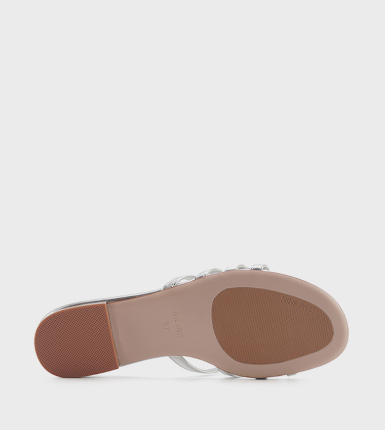Nine West  Flat Sandals - Silver Flat Sandals