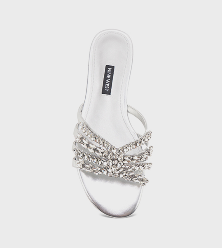 Nine West  Flat Sandals - Silver Flat Sandals