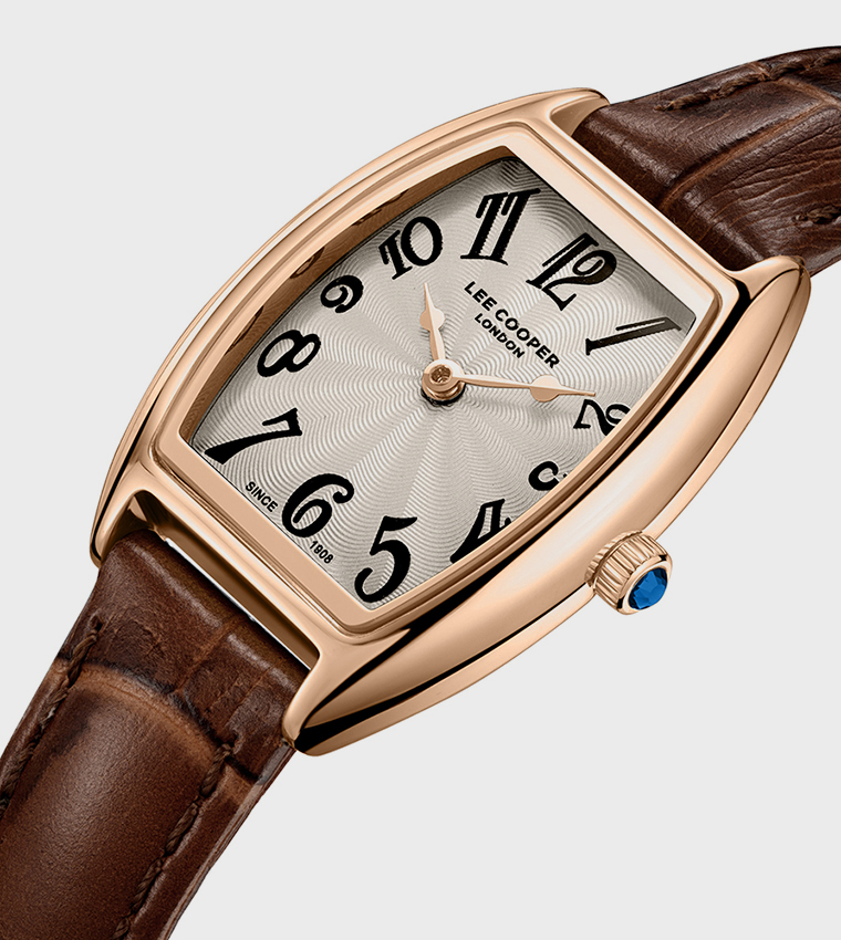 Square Dial Leather Strap Analog Watch