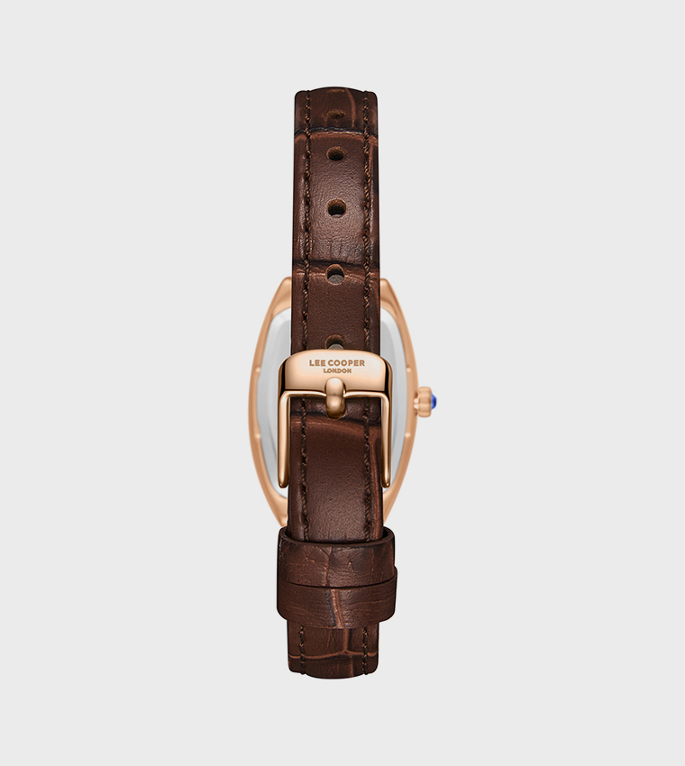 Square Dial Leather Strap Analog Watch