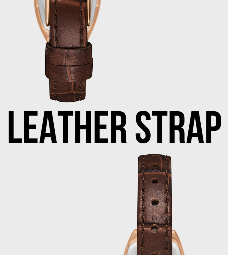 Square Dial Leather Strap Analog Watch