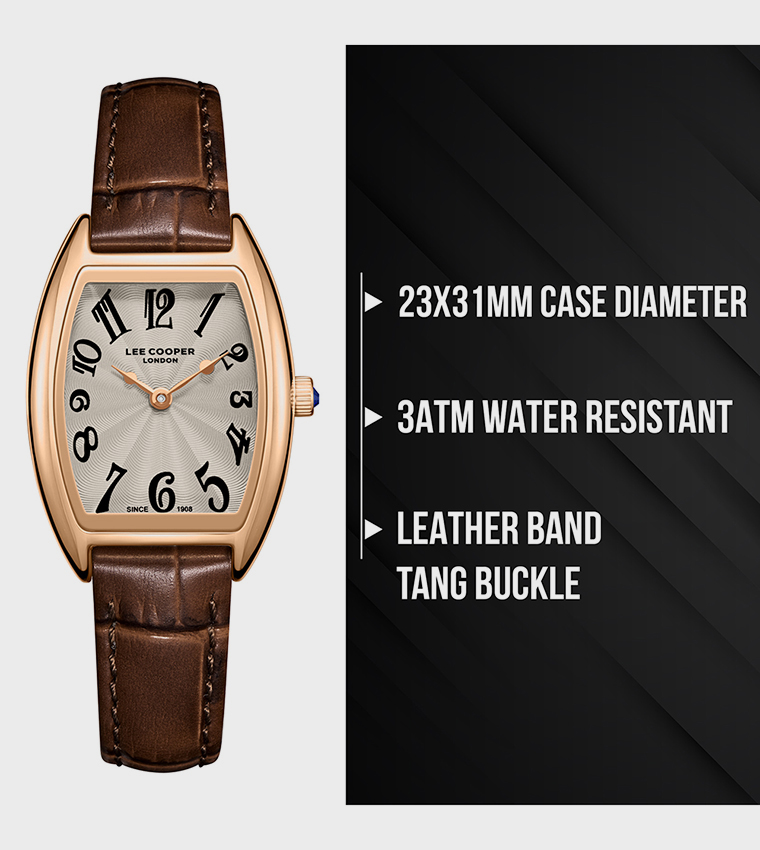 Square Dial Leather Strap Analog Watch