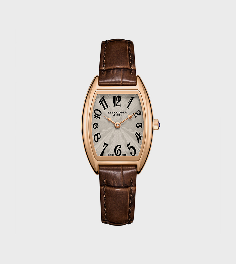 Square Dial Leather Strap Analog Watch