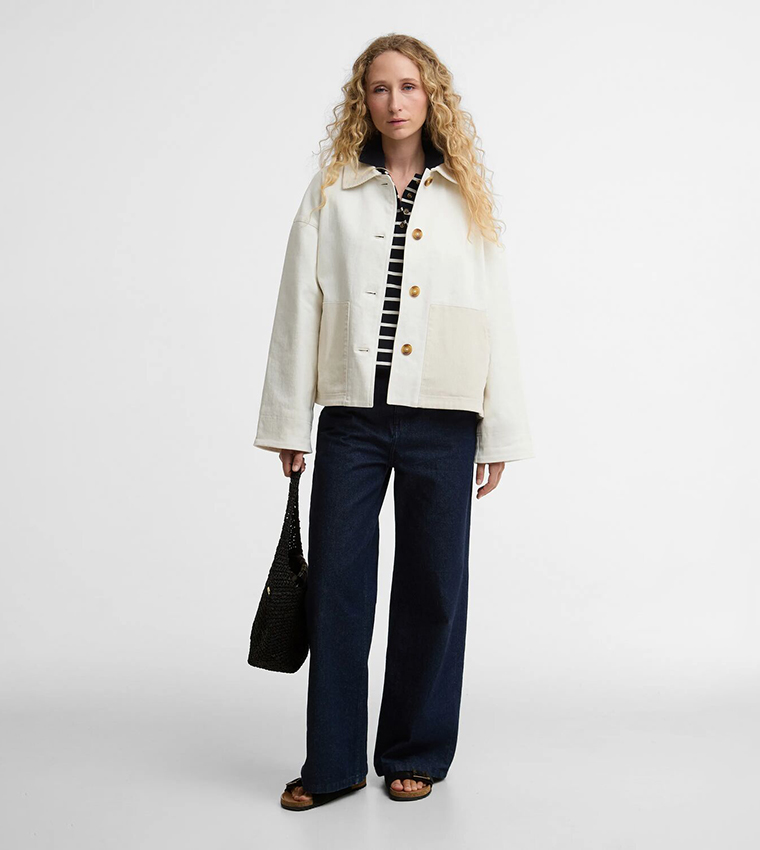 Solid Button Closure Casual Jacket