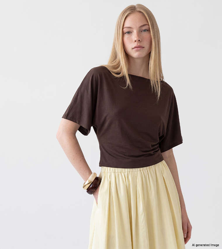 Solid Slash Neck T-Shirt