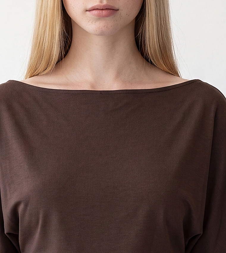 Solid Slash Neck T-Shirt