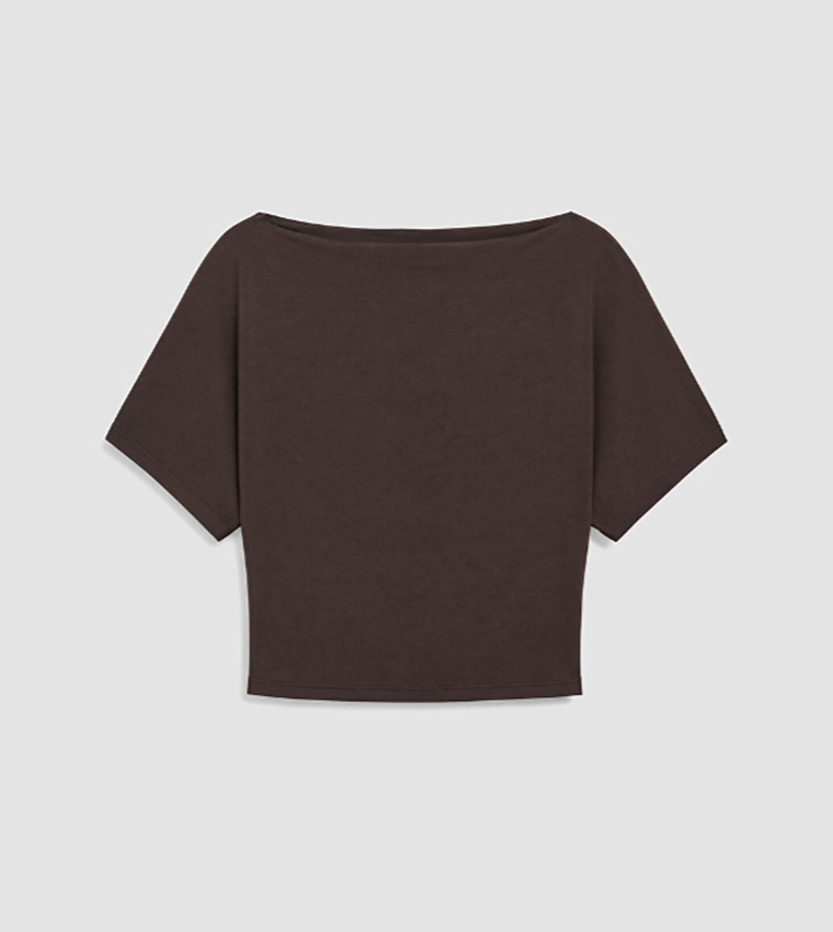 Solid Slash Neck T-Shirt