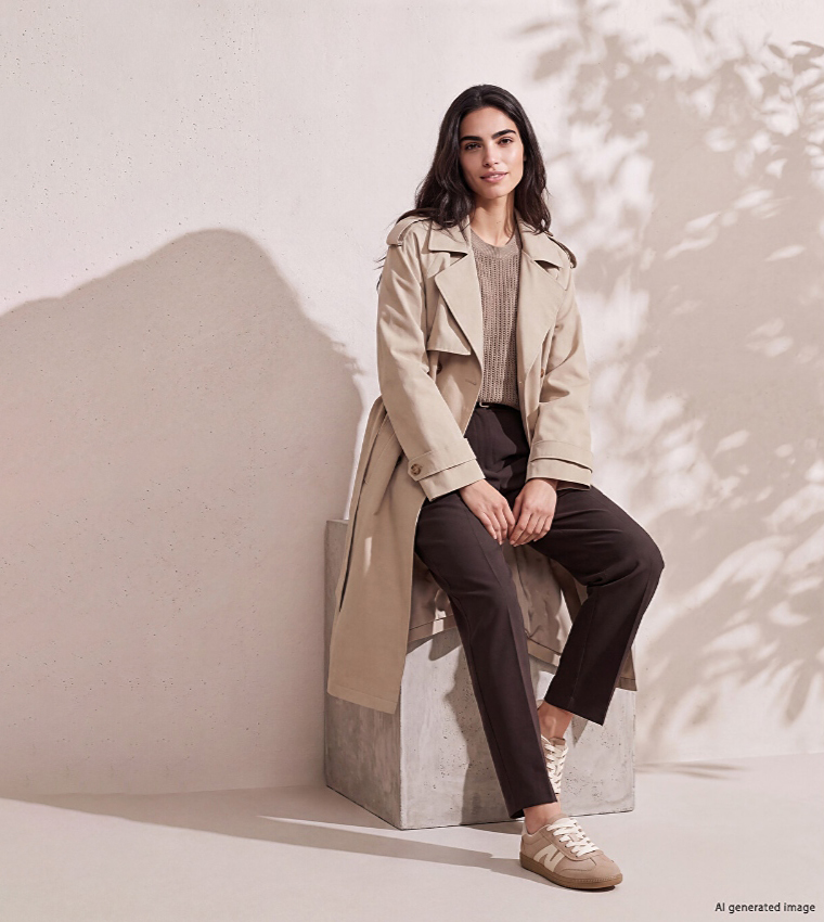 Solid Double Breasted Trench Coat
