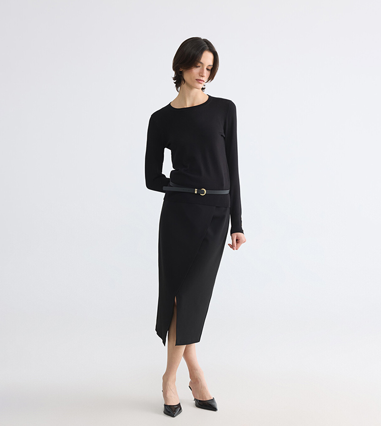 اٍل سي واي كيكي  سترات بياقة دائرية - أسود Round Neck Sweaters