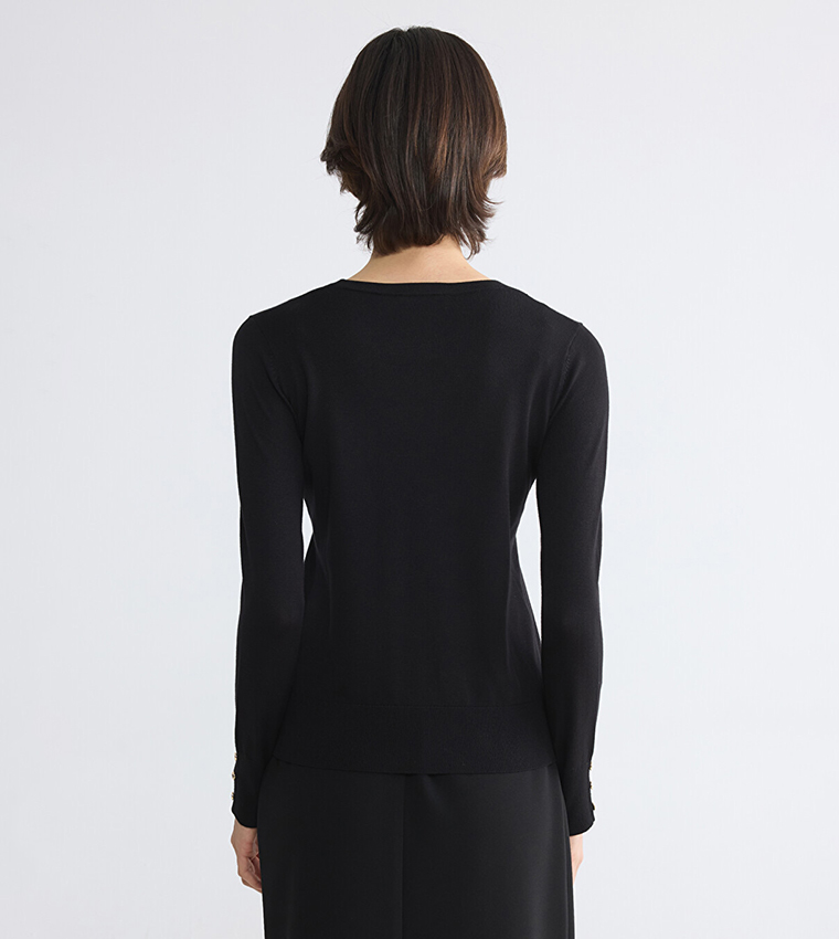 اٍل سي واي كيكي  سترات بياقة دائرية - أسود Round Neck Sweaters