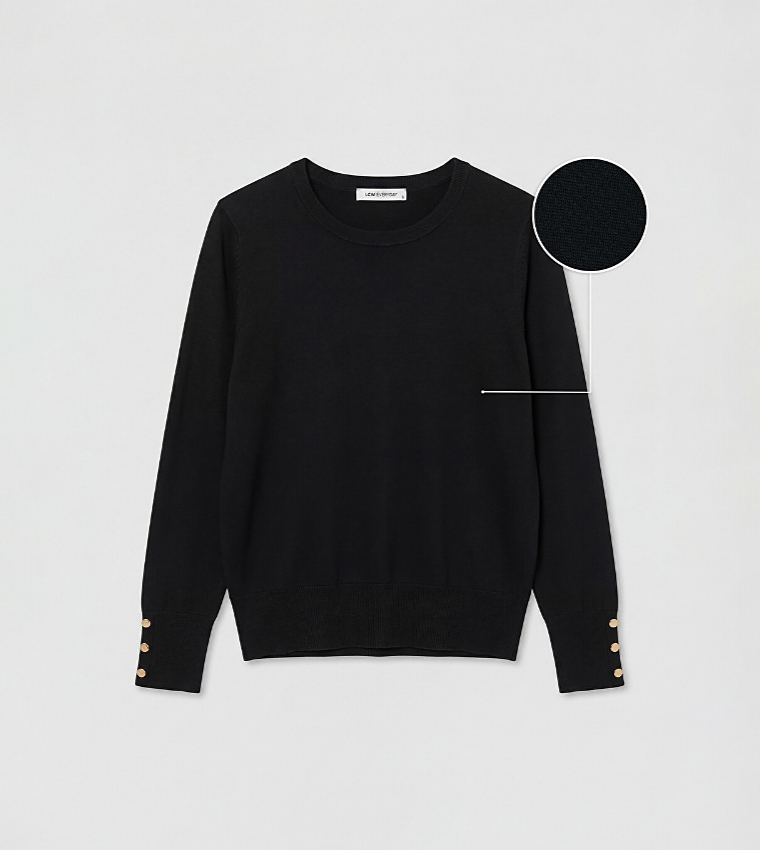 اٍل سي واي كيكي  سترات بياقة دائرية - أسود Round Neck Sweaters
