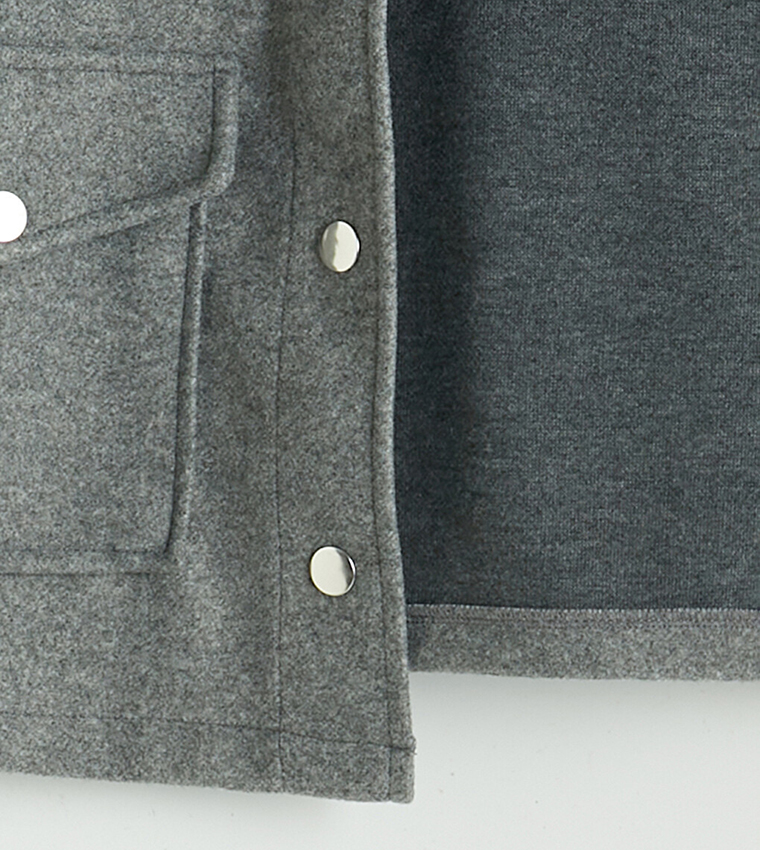 Solid Shirt Collar Cachet Jacket