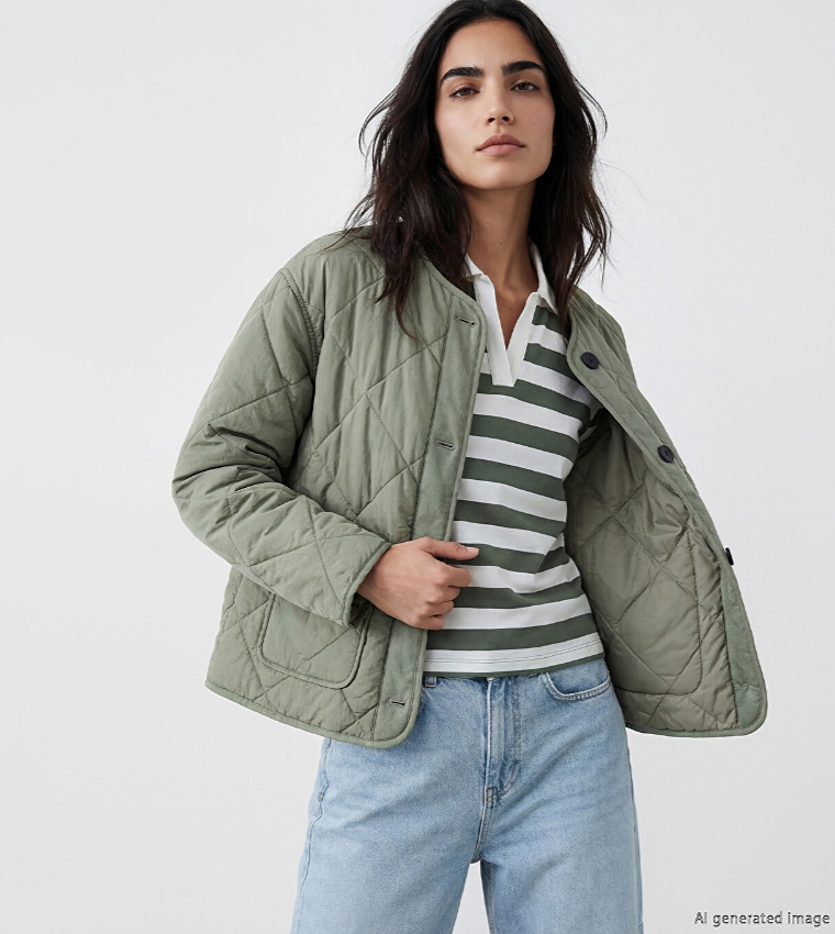 Button Closure Quilted Jacket