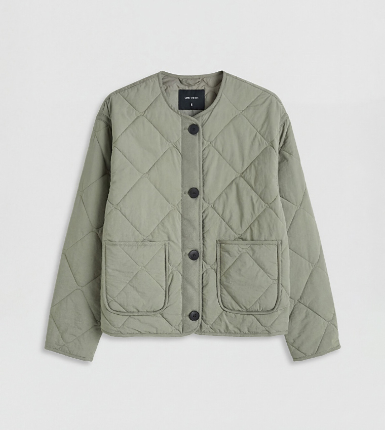 Button Closure Quilted Jacket