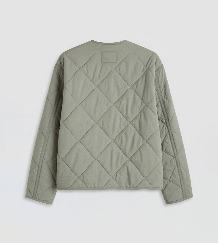 Button Closure Quilted Jacket