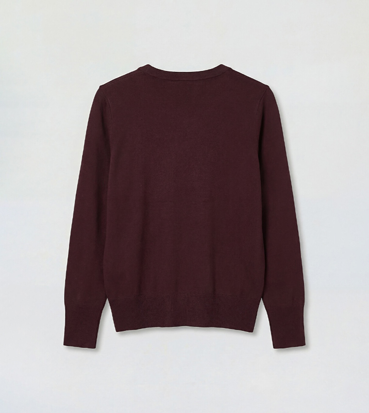 LC Waikiki  V-neck Sweaters - Maroon V-neck Sweaters