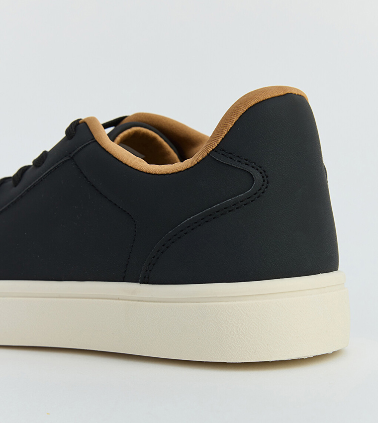 Solid Round Toe Lace-Up Sneakers