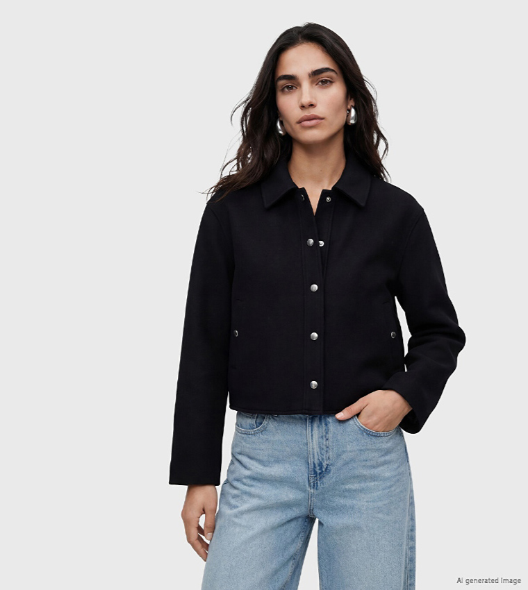 Solid Snap Button Overshirt