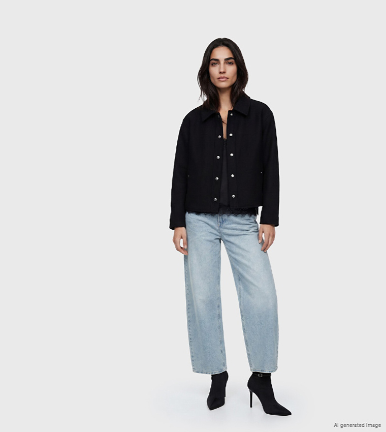 Solid Snap Button Overshirt