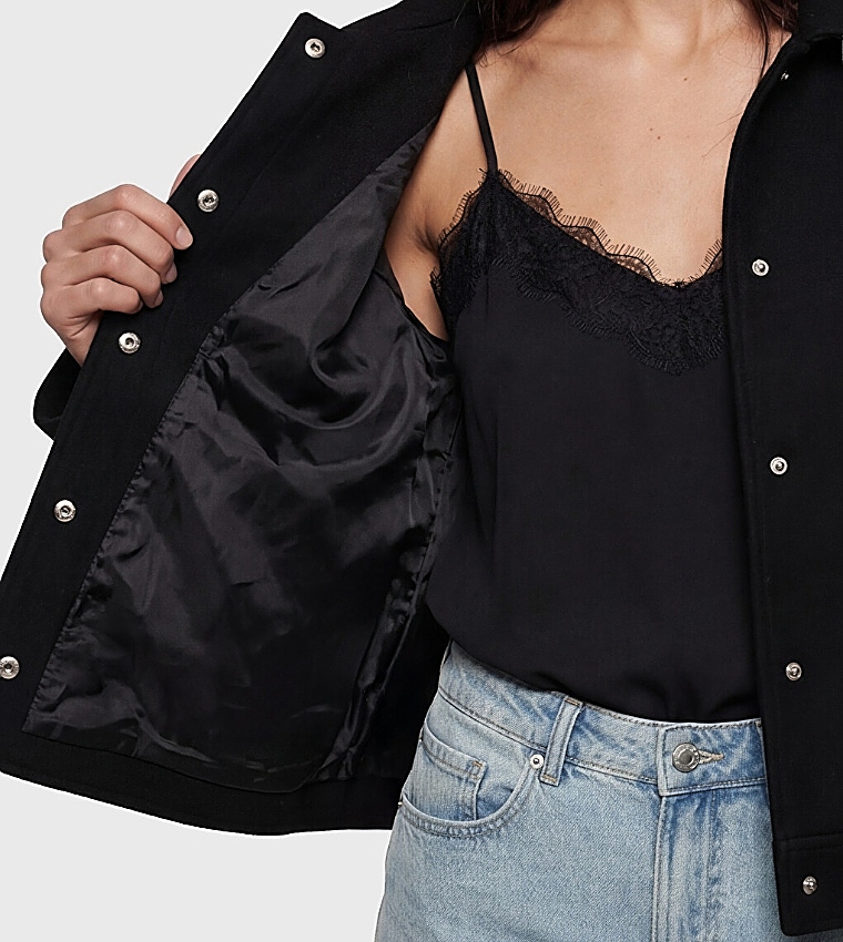 Solid Snap Button Overshirt