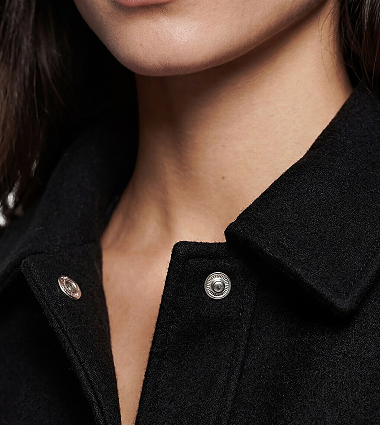 Solid Snap Button Overshirt
