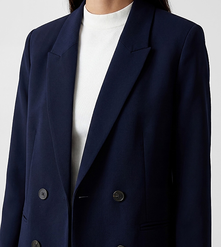 Solid Double Breasted Blazer