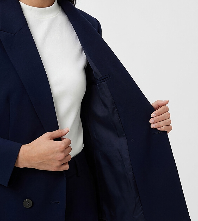 Solid Double Breasted Blazer