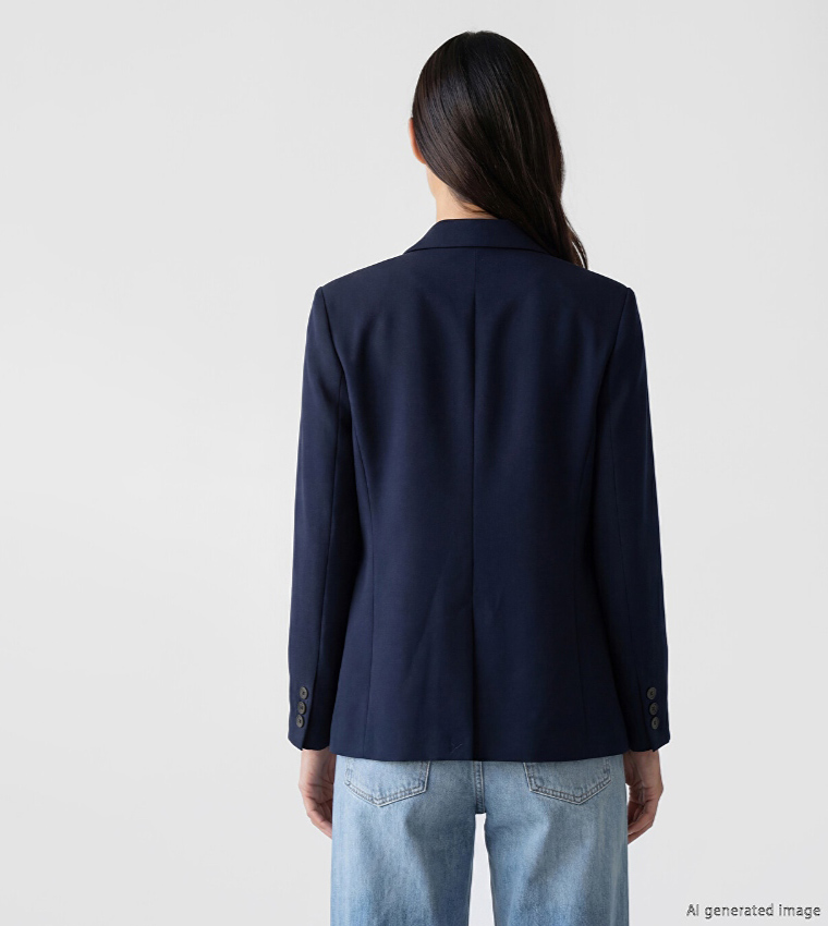 Solid Double Breasted Blazer