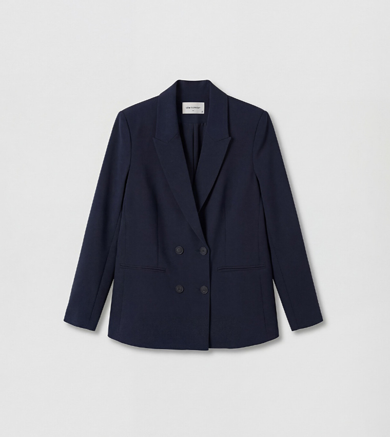 Solid Double Breasted Blazer