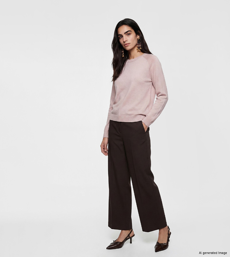 اٍل سي واي كيكي  سترات بياقة دائرية - ليلكي فاتح Round Neck Sweaters
