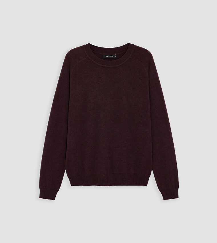 LC Waikiki  Round Neck Sweaters - Burgundy Round Neck Sweaters