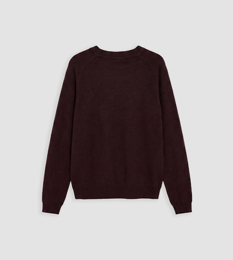 LC Waikiki  Round Neck Sweaters - Burgundy Round Neck Sweaters