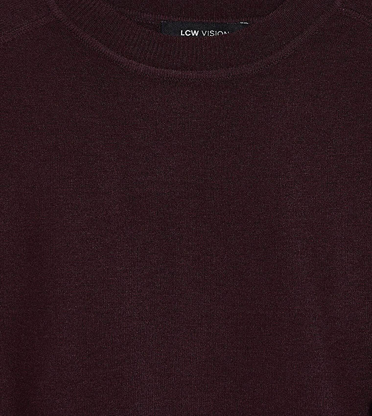 LC Waikiki  Round Neck Sweaters - Burgundy Round Neck Sweaters