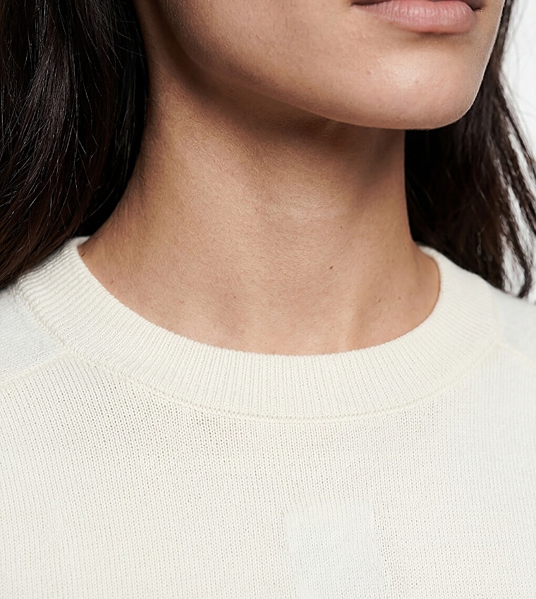 LC Waikiki  Round Neck Sweaters - Ecru Round Neck Sweaters
