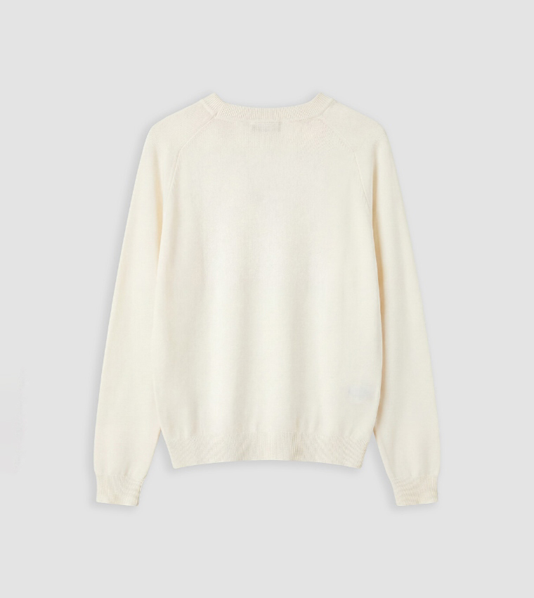 LC Waikiki  Round Neck Sweaters - Ecru Round Neck Sweaters