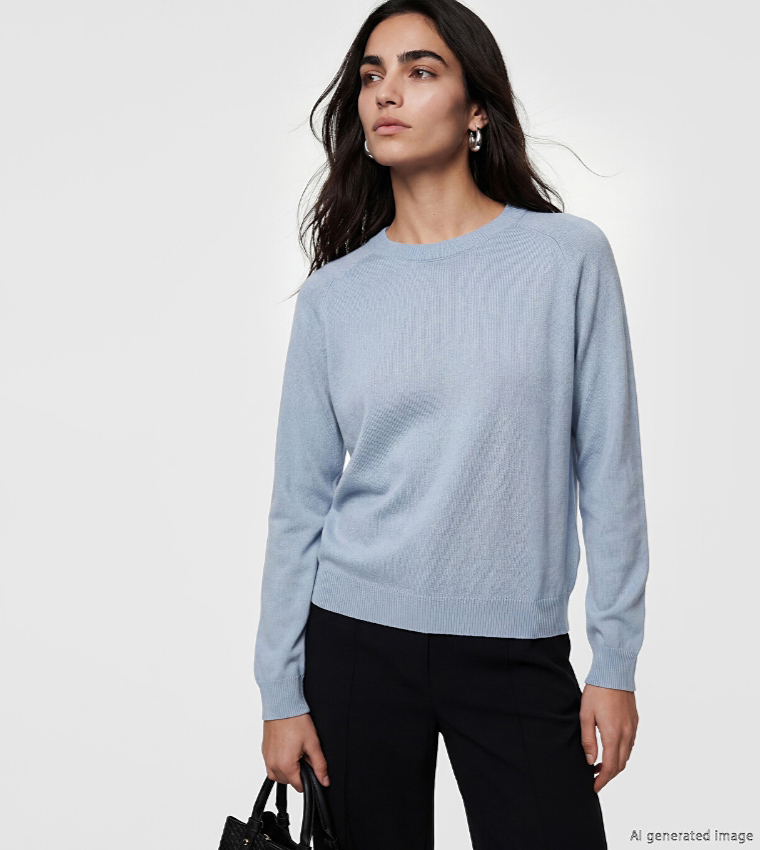 LC Waikiki  Round Neck Sweaters - Light Blue Round Neck Sweaters