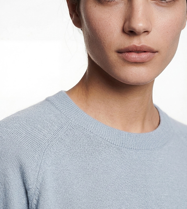 LC Waikiki  Round Neck Sweaters - Light Blue Round Neck Sweaters